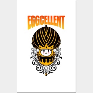 eggcellent egg king themed graphic design by ironpalette Posters and Art